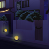 Suburban neighbourhood at night during halloween